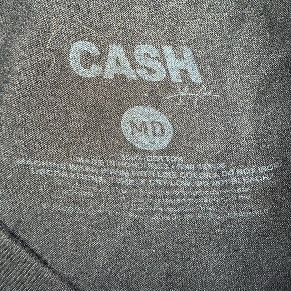 Johnny Cash Walk The Line Black Graphic Tee Boots Flowers Music Shirt M - Picture 3 of 5